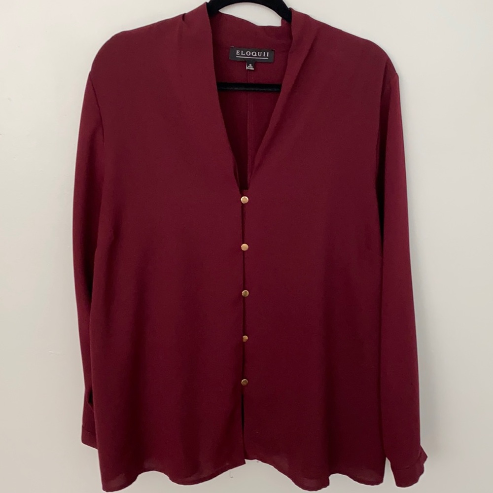 Eloquii Blouse with Gold Button Detail